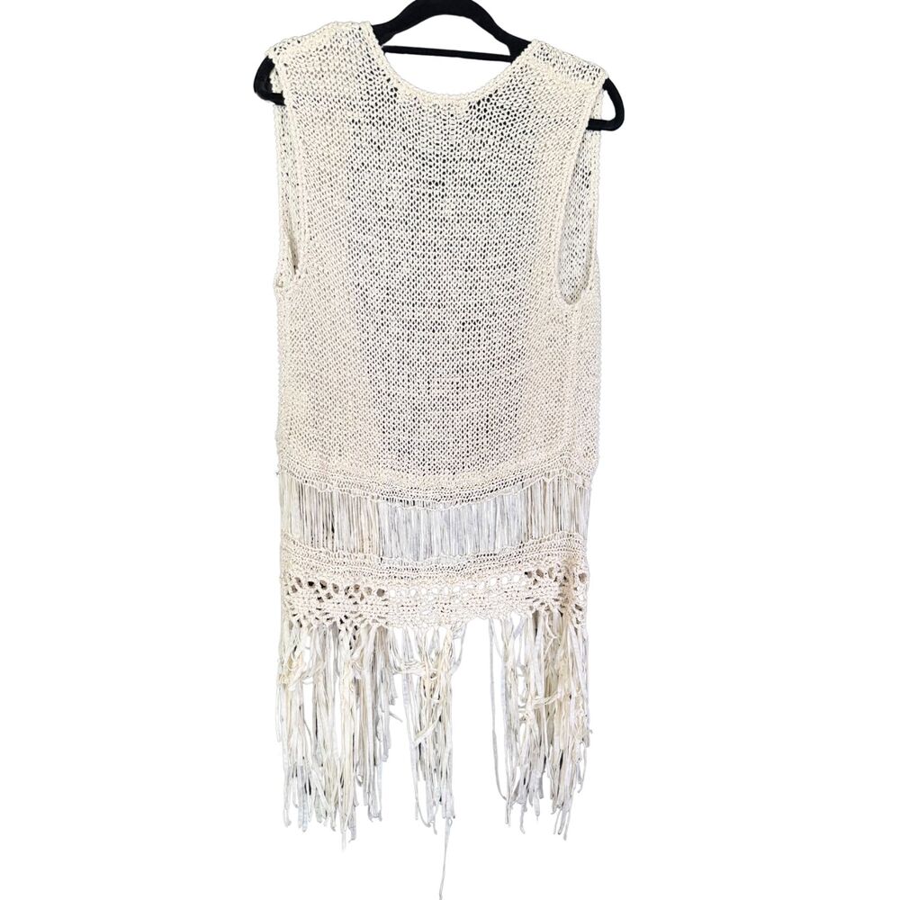Haley K. Crochet Boho Vest Cream Color Women's Size large - Picture 2 of 5
